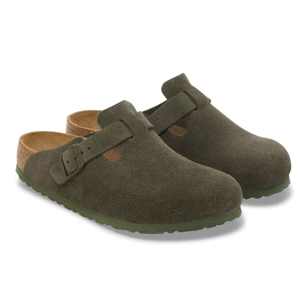 Birkenstock Women Boston BS Suede Mule Clog Suede Sandals EU 41 REG Thyme Green